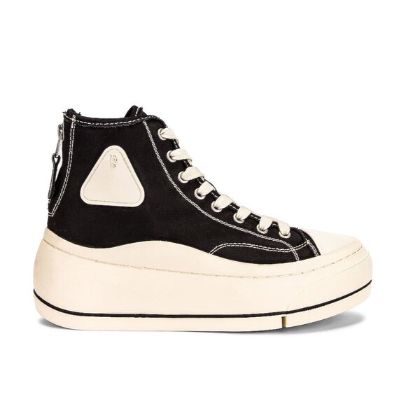 R13 High Top Sneakers Black Canvas - Picture 1 of 8